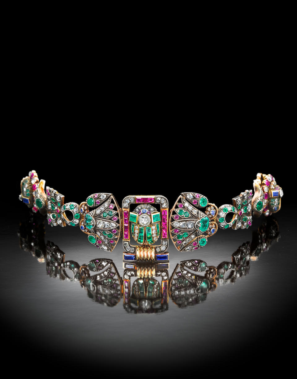 Bonhams : A diamond and gem-set bracelet