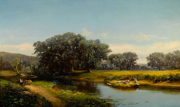 Bonhams Edward B. Gay (American, 18371928) Landscape with figures 30