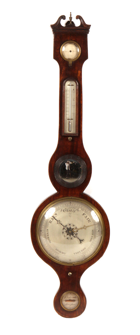 Bonhams A Regency mahogany banjo barometer