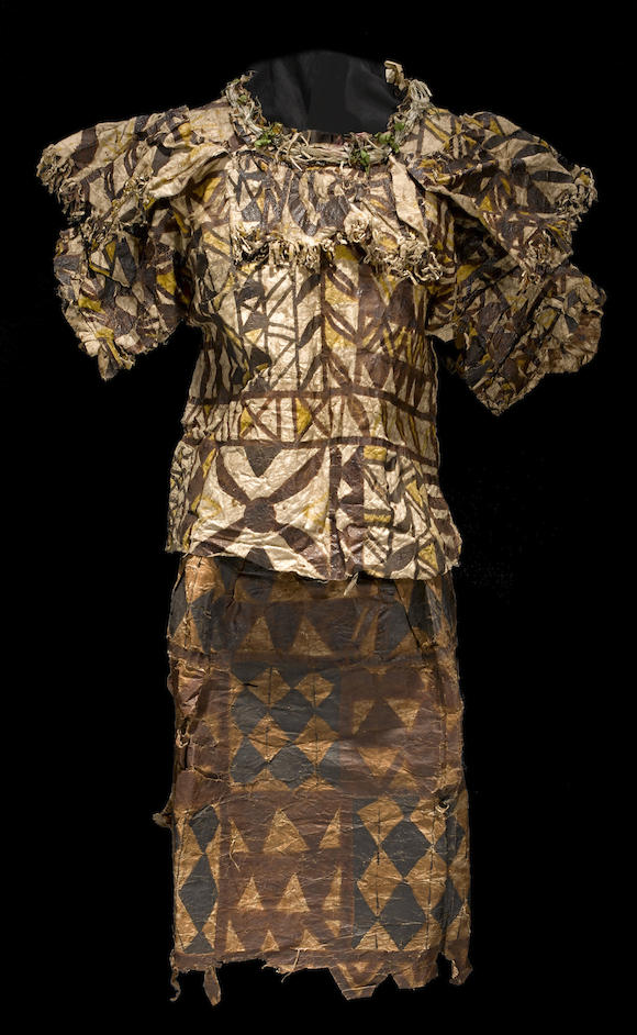 Bonhams : Rare Decorated Barkcloth Dress and Blouse, Samoa Islands