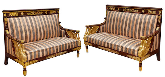 Bonhams : A pair of Empire style gilt bronze mounted mahogany ...