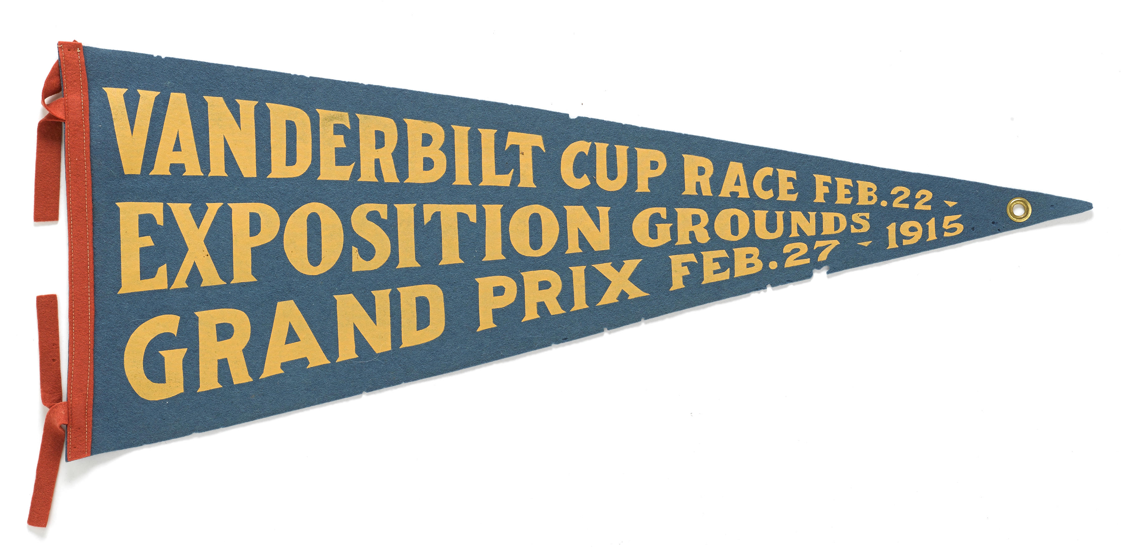 Bonhams Cars : A 1915 Vanderbilt Cup pennant, Length 28 ins.