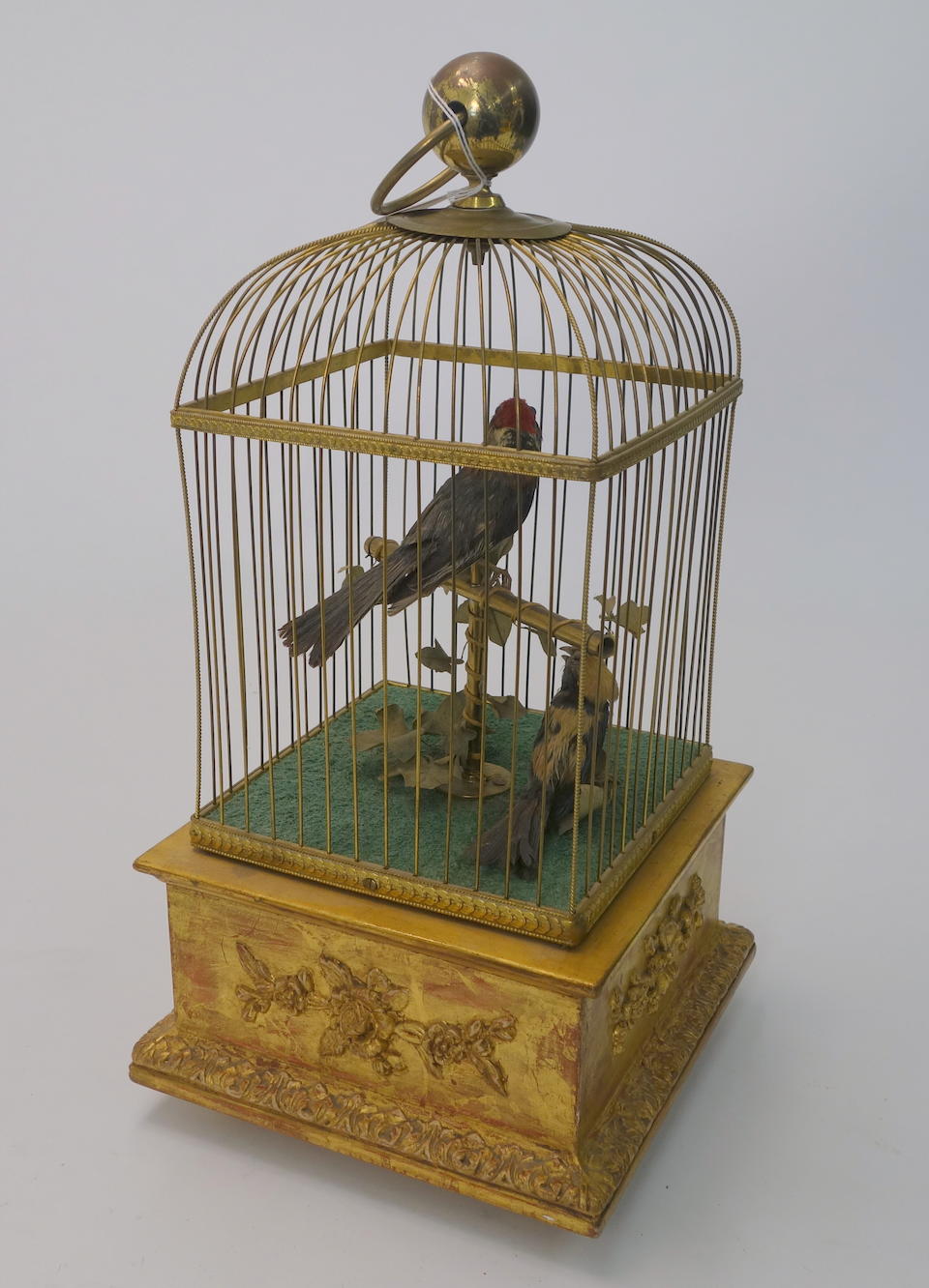 Bonhams : A French giltwood and brass singing bird automaton first ...