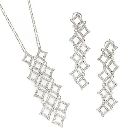 Bonhams A set of diamond and silver jewelry