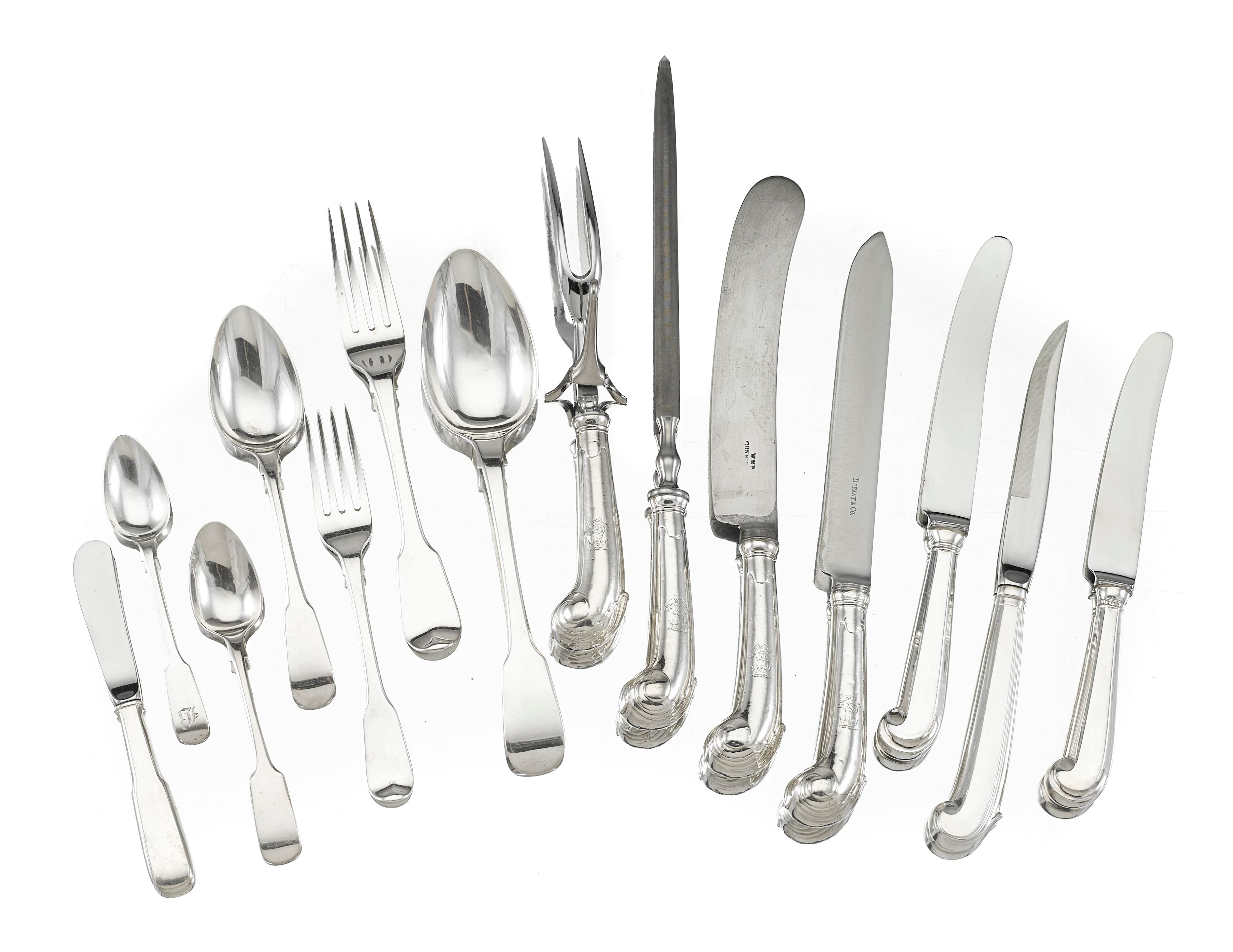 Bonhams An Assembled English Sterling Silver Part Flatware Service 