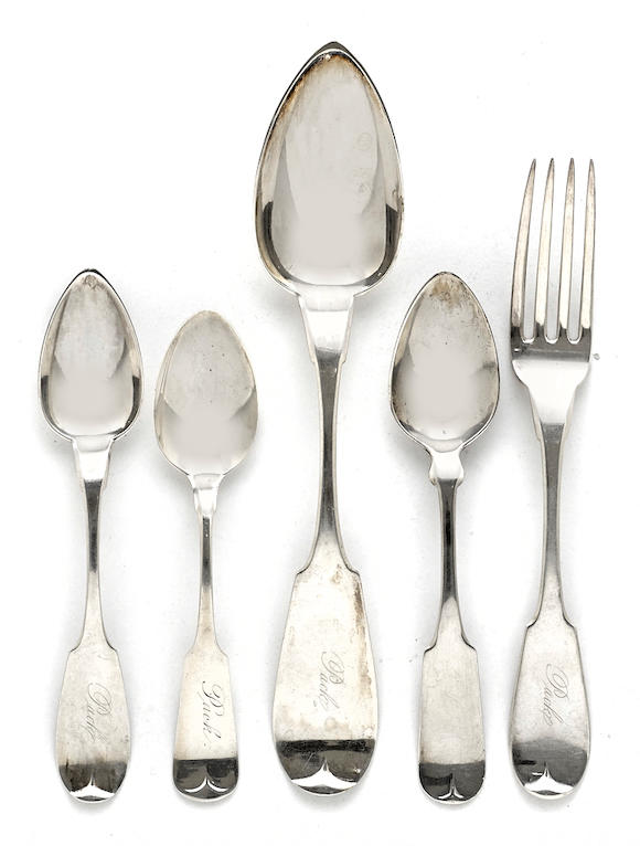 Bonhams : An assembled group of American coin silver flatware by Joseph ...