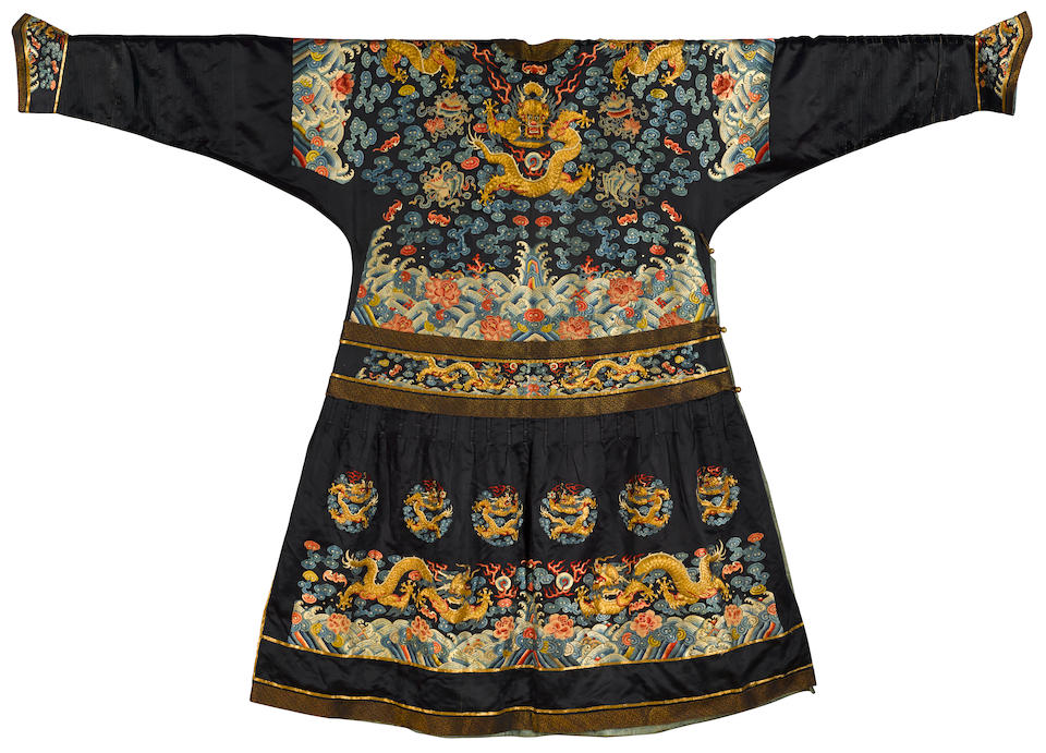 Bonhams : A rare Imperial dark blue-ground formal 'dragon' robe, chaofu ...