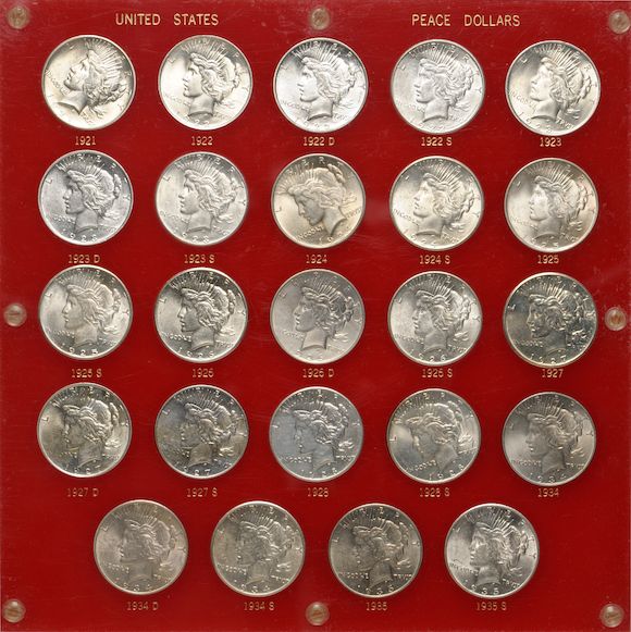 Bonhams Complete Set of Peace Dollars 19211935PDS