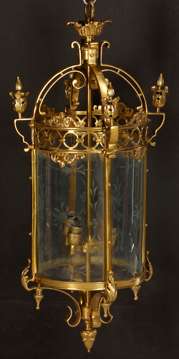 Bonhams : A pair of Neoclassical style gilt bronze and engraved glass ...