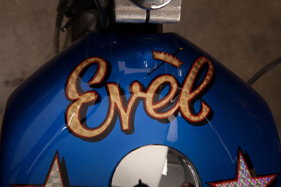 Film used, built by Bud Ekins for the movie 'Viva Knievel!',1976 Harley-Davidson XL1000 Evel Knievel Custom