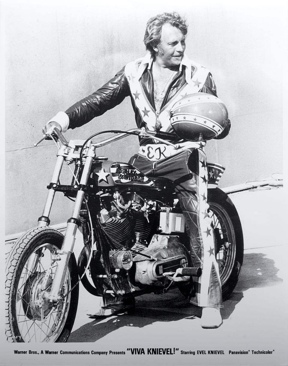 Film used, built by Bud Ekins for the movie 'Viva Knievel!',1976 Harley-Davidson XL1000 Evel Knievel Custom