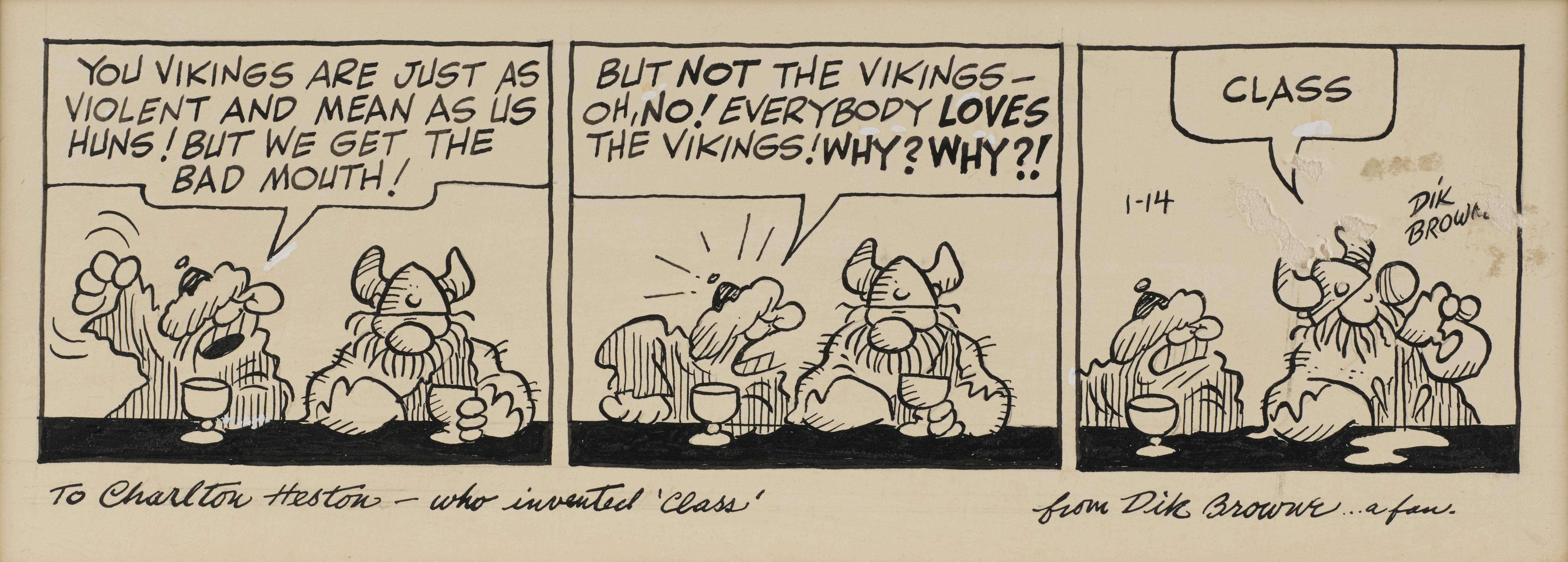 Bonhams : An original daily Hagar the Horrible comic strip signed and ...