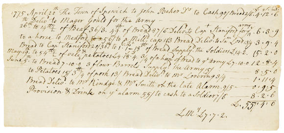 Bonhams : LEXINGTON ALARM. Manuscript Document, 1 p, oblong 8vo ...