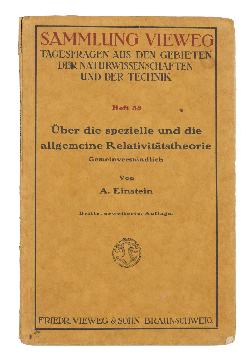 Bonhams : EINSTEIN, ALBERT. 1879-1955. Über die spezielle ...