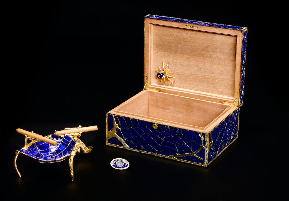 Bonhams : Lapis Lazuli Humidor, Ashtray and Cigar Cutter by Luis ...