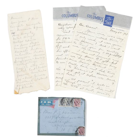 Bonhams EARHART, AMELIA AND FRED NOONAN. Archive of Earhart's navigator, Fred Noonan