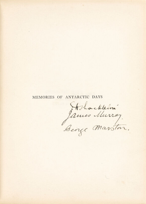 Bonhams : [SHACKLETON, ERNEST. 1874-1922.] MURRAY, JAMES, and GEORGE ...