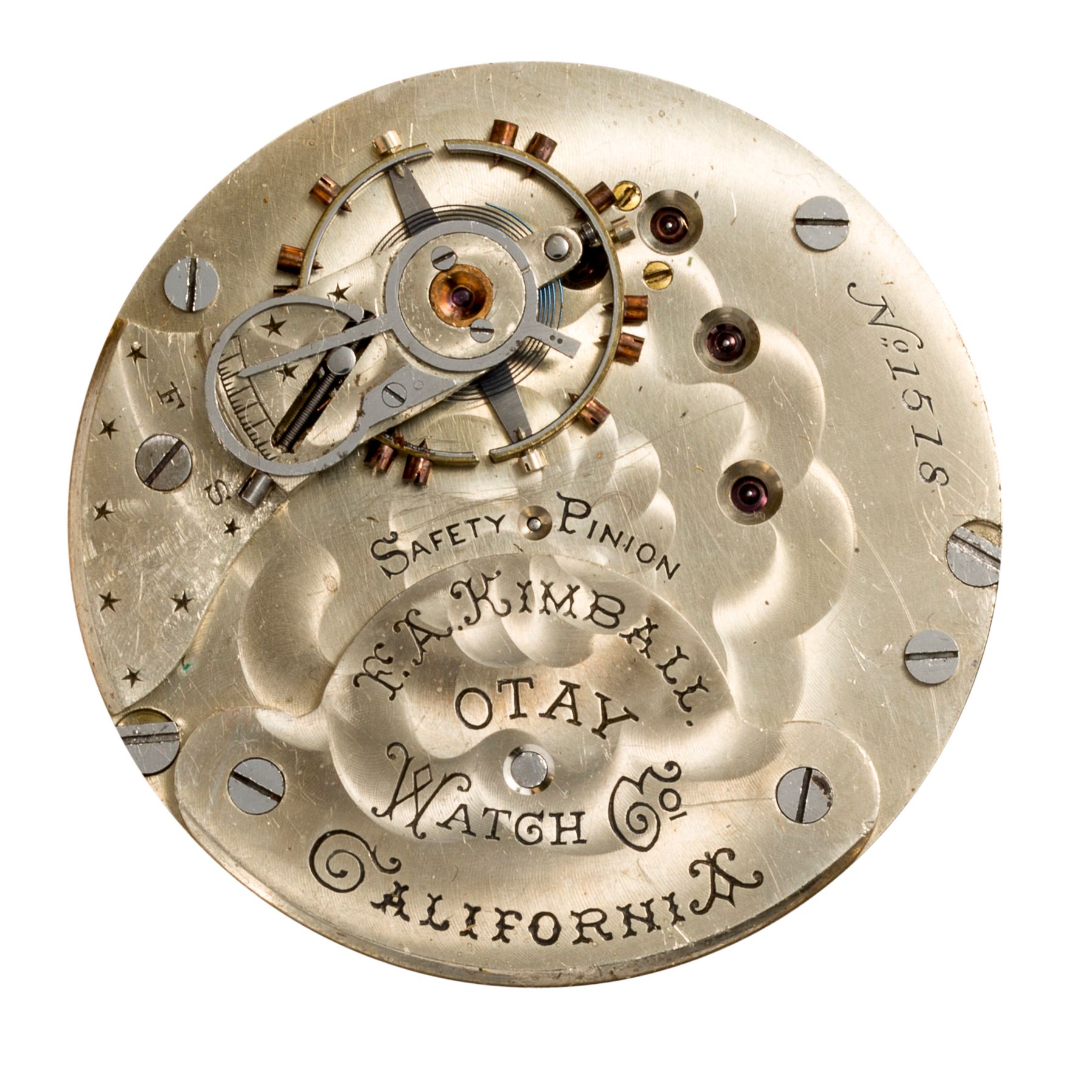 Otay Watch Co., Otay California. A rare gold filled box hinge hunter cased watch No. 1518, signed F. A. Kimball