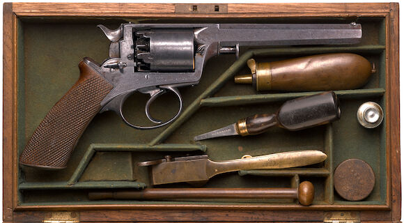 Bonhams : A cased early Beaumont Adams five-shot double action ...