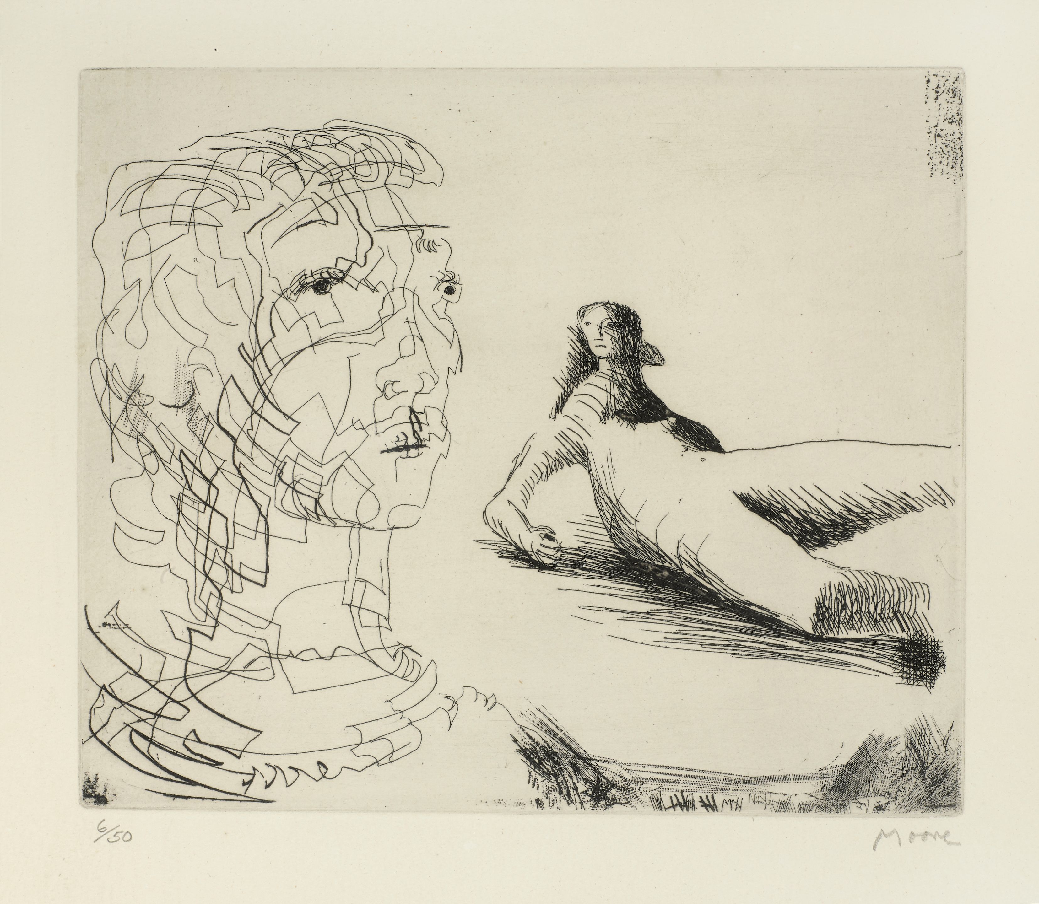 Head of Girl and Reclining Figure