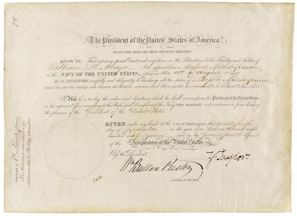 Bonhams : TAYLOR, ZACHARY. 1784-1850. Document Signed as President (Z ...