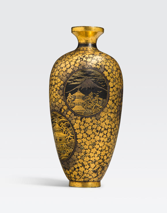 Bonhams : A miniature inlaid iron vase Komai style, Kyoto, Meiji era