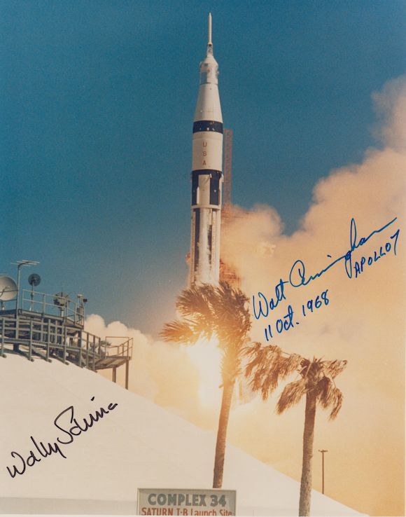 Bonhams : FIRST MANNED APOLLO FLIGHT HEADS TO ORBIT - SIGNED AFTER A 21 ...