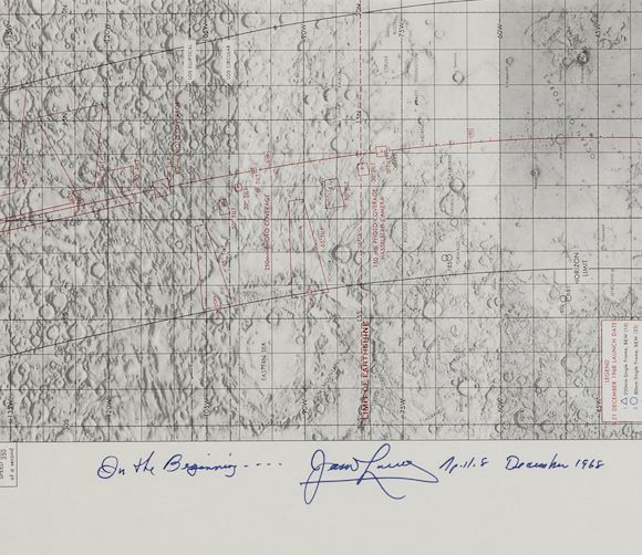 Bonhams : APOLLO 8 LUNAR CHART INSCRIBED WITH 