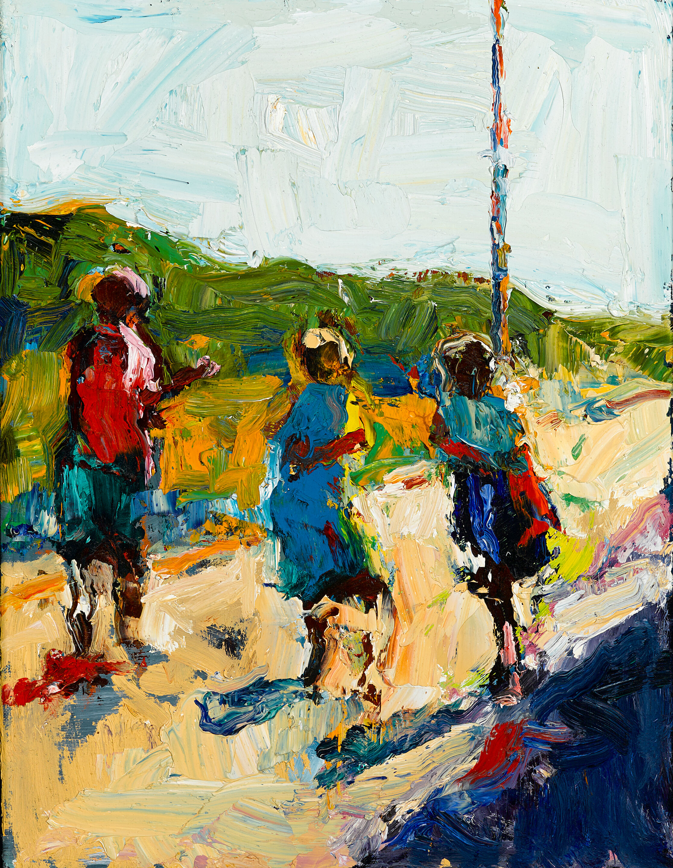 Three Figures Walking
