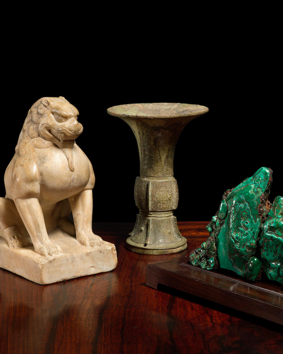 Bonhams : A large carved marble figure of a lion Tang dynasty