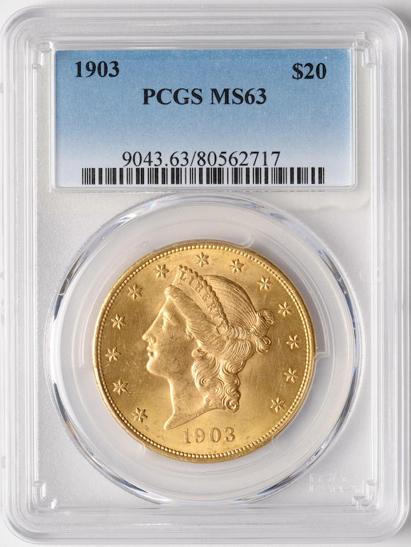 Bonhams : 1903 20 MS63 PCGS Excellent satiny luster with rich yellow ...