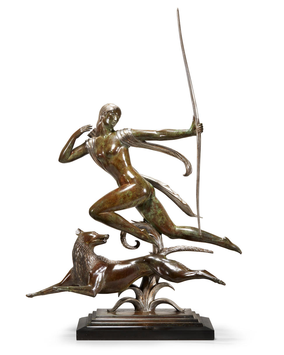 Paul Howard Manship (1885-1966) Diana 38 1/4in high on a 1 1/2in marble base