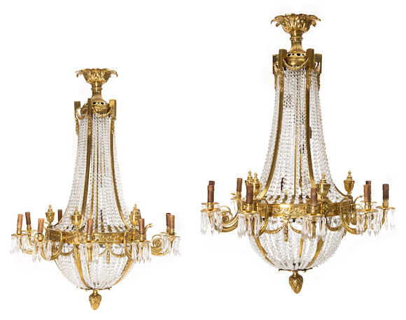 Bonhams : A pair of Neoclassical style gilt bronze and cut glass ten ...