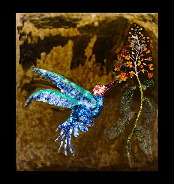 Bonhams Gemstone and Mineral Inlaid Illuminated Wall Panel by Zee Haag