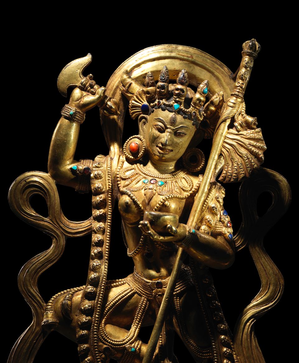 a gilt copper alloy figure of vajravarahi densatil, 14th century