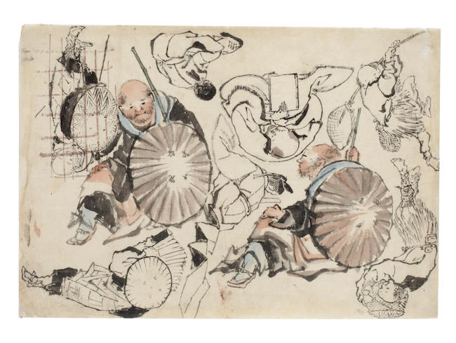 Attributed to Katsushika Hokusai (1760-1849) Funpon (preparatory sketch)Edo period (1615-1868), circa 1830s-1840s
