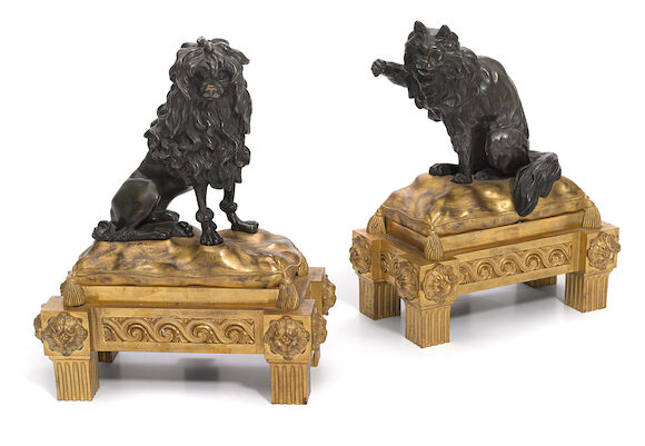 Bonhams : A pair of French gilt and patinated bronze chenets late 19th ...