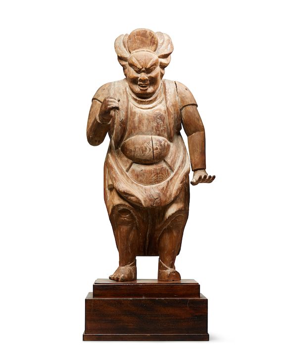 Bonhams A WOOD FIGURE OF A NIO (GUARDIAN DEITY) Muromachi period