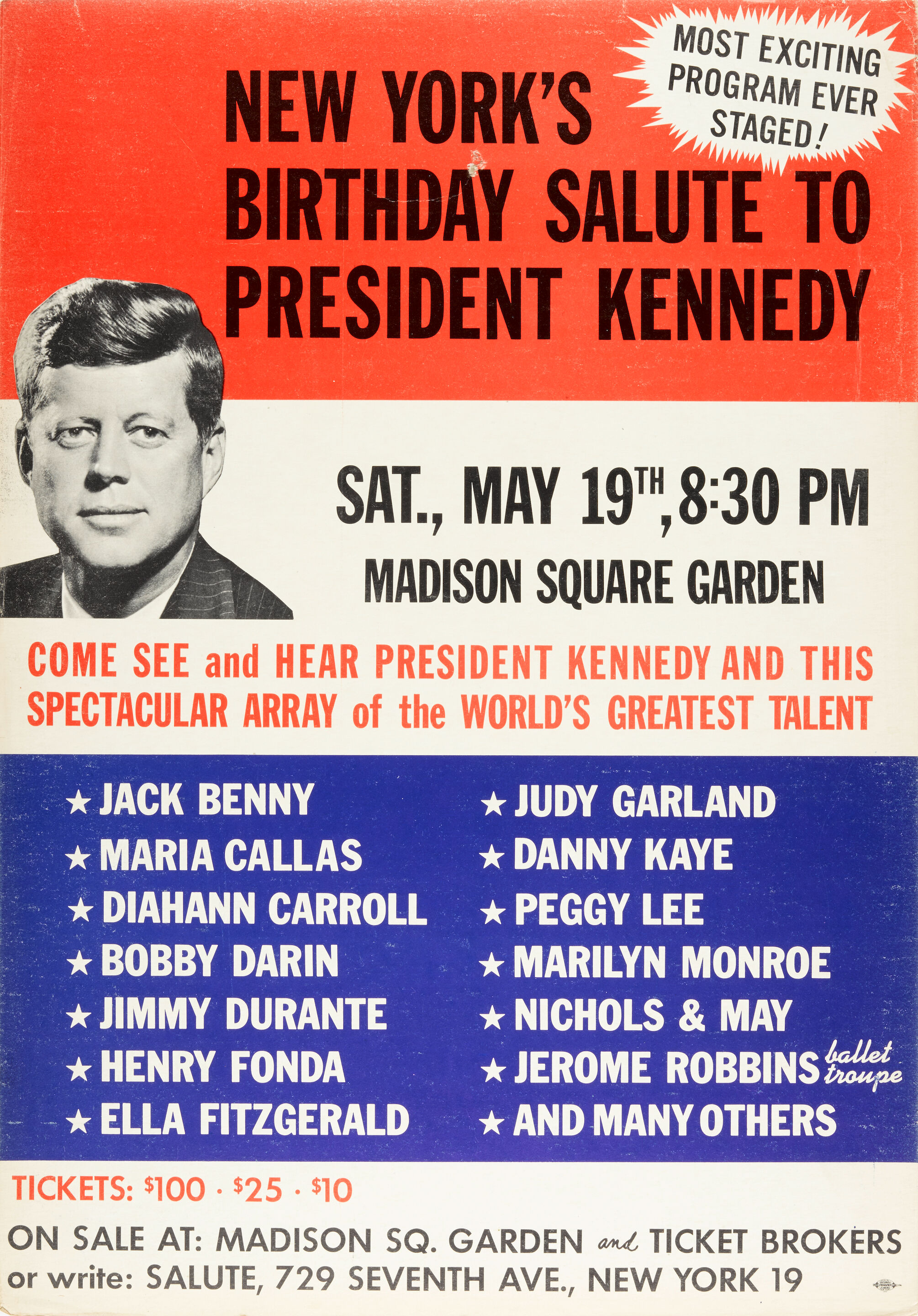 Bonhams KENNEDY BIRTHDAY PARTY, 1962. New York's Birthday Salute to