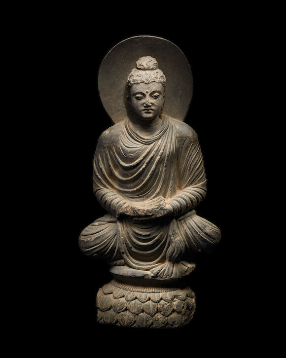 Bonhams : A SCHIST FIGURE OF BUDDHA ANCIENT REGION OF GANDHARA, 3RD/4TH ...