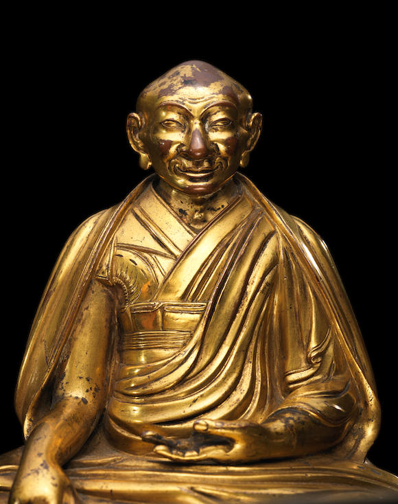 Bonhams : A GILT COPPER ALLOY FIGURE OF THE FIRST PANCHEN LAMA, LOBSANG ...