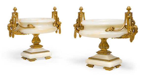 Bonhams : A pair of French gilt bronze mounted onyx compotes late 19th ...