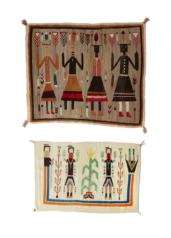 Yei Rugs Bonhams : Two Navajo Yei rugs