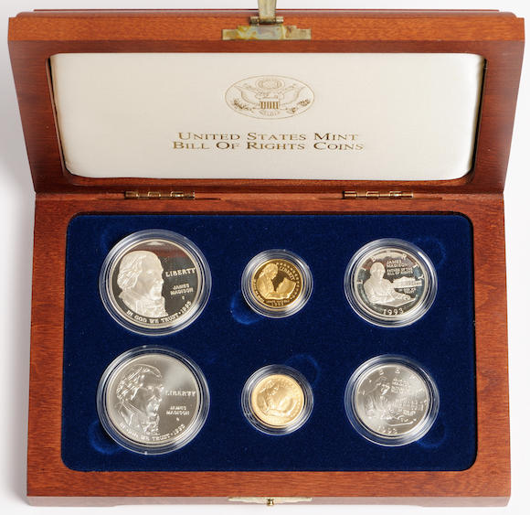 Bonhams : 1993 Bill of Rights Six-Coin Proof and Uncirculated Coin Set