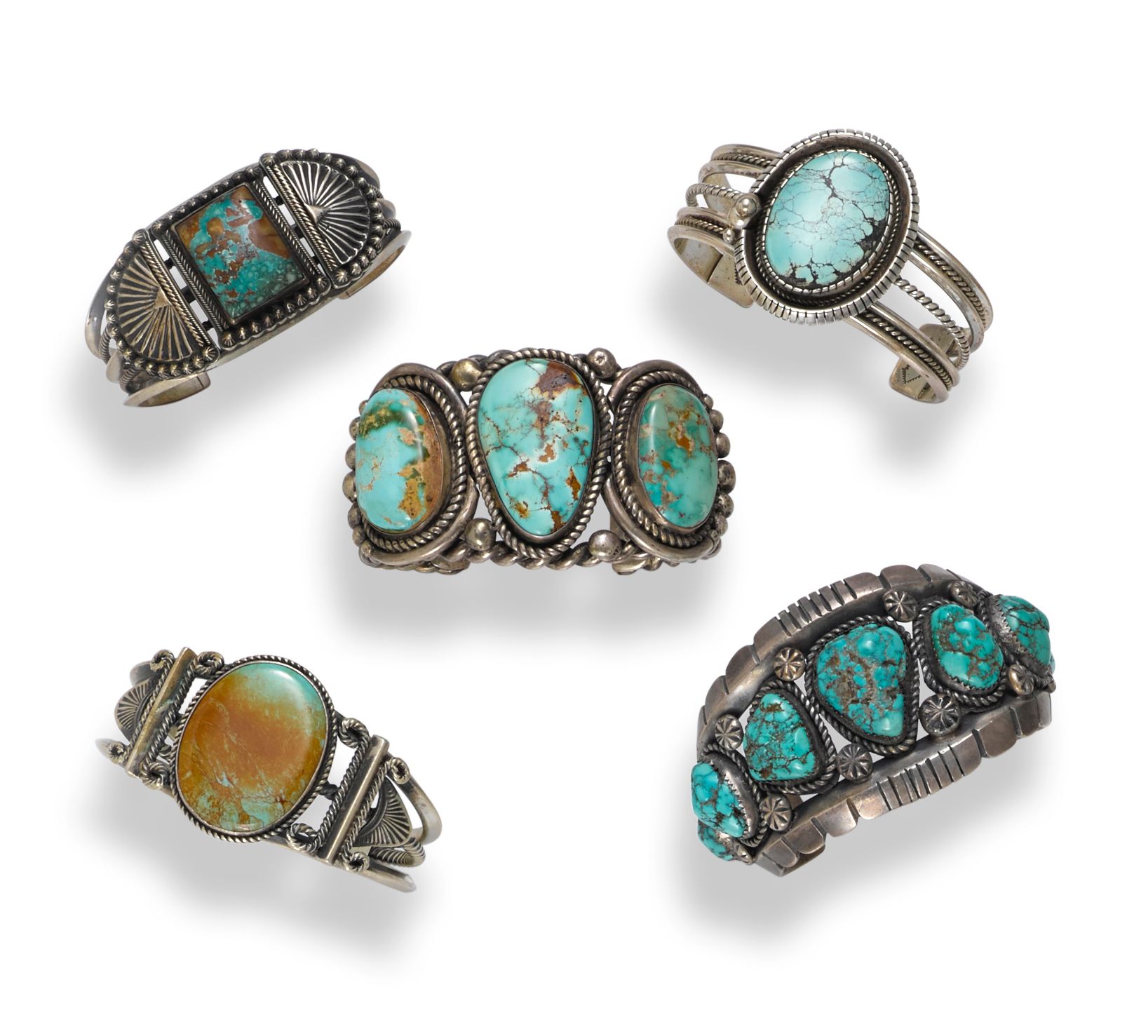 Five Navajo bracelets