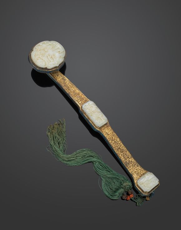 Bonhams : A fine gilt bronze and cloisonné enamel ruyi scepter with ...