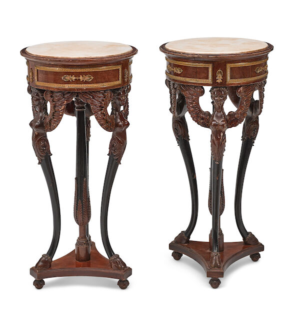 Bonhams : A pair of Empire style gilt bronze mounted parcel ebonized ...
