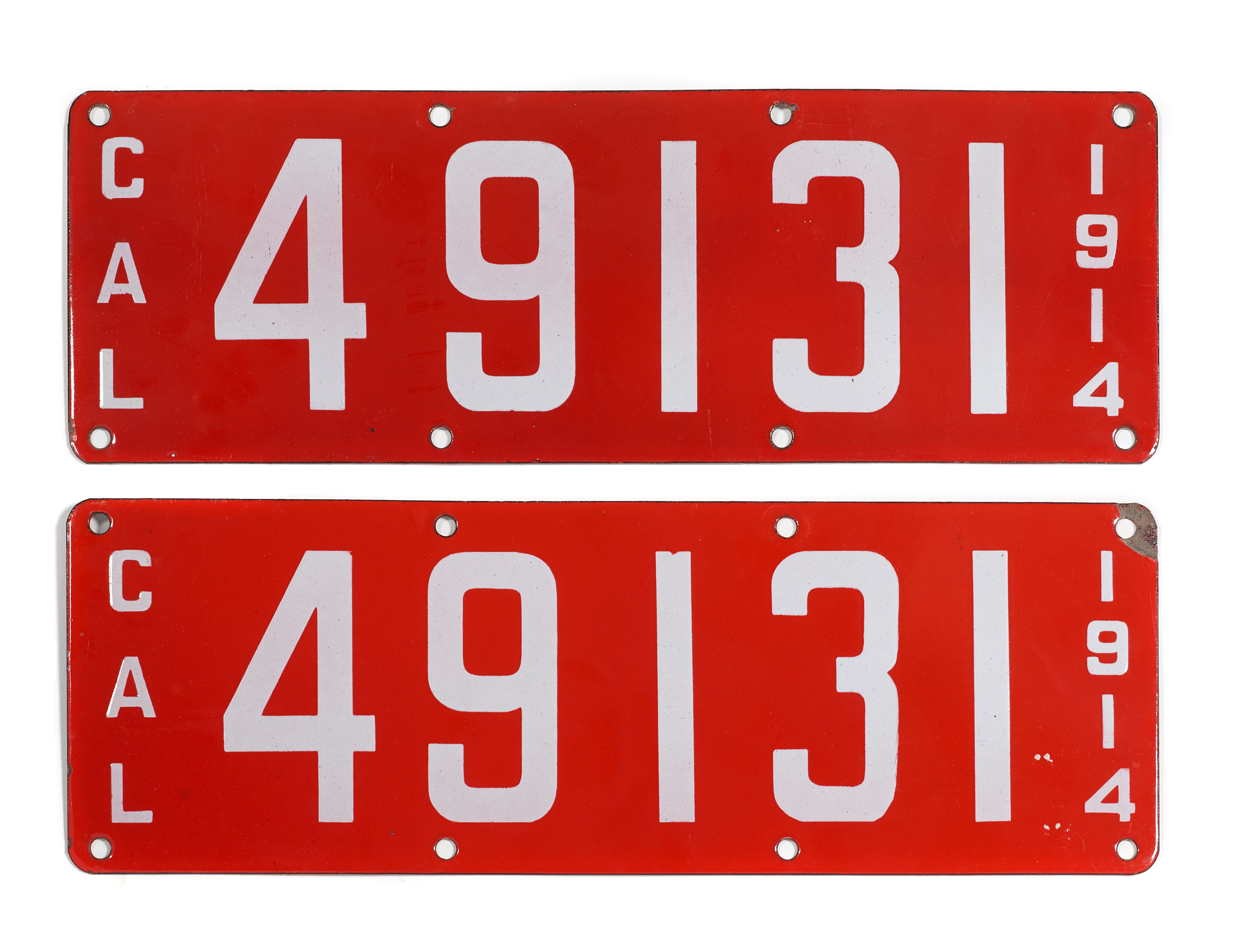 Bonhams Cars : A pair of California Licence Plates, 1914