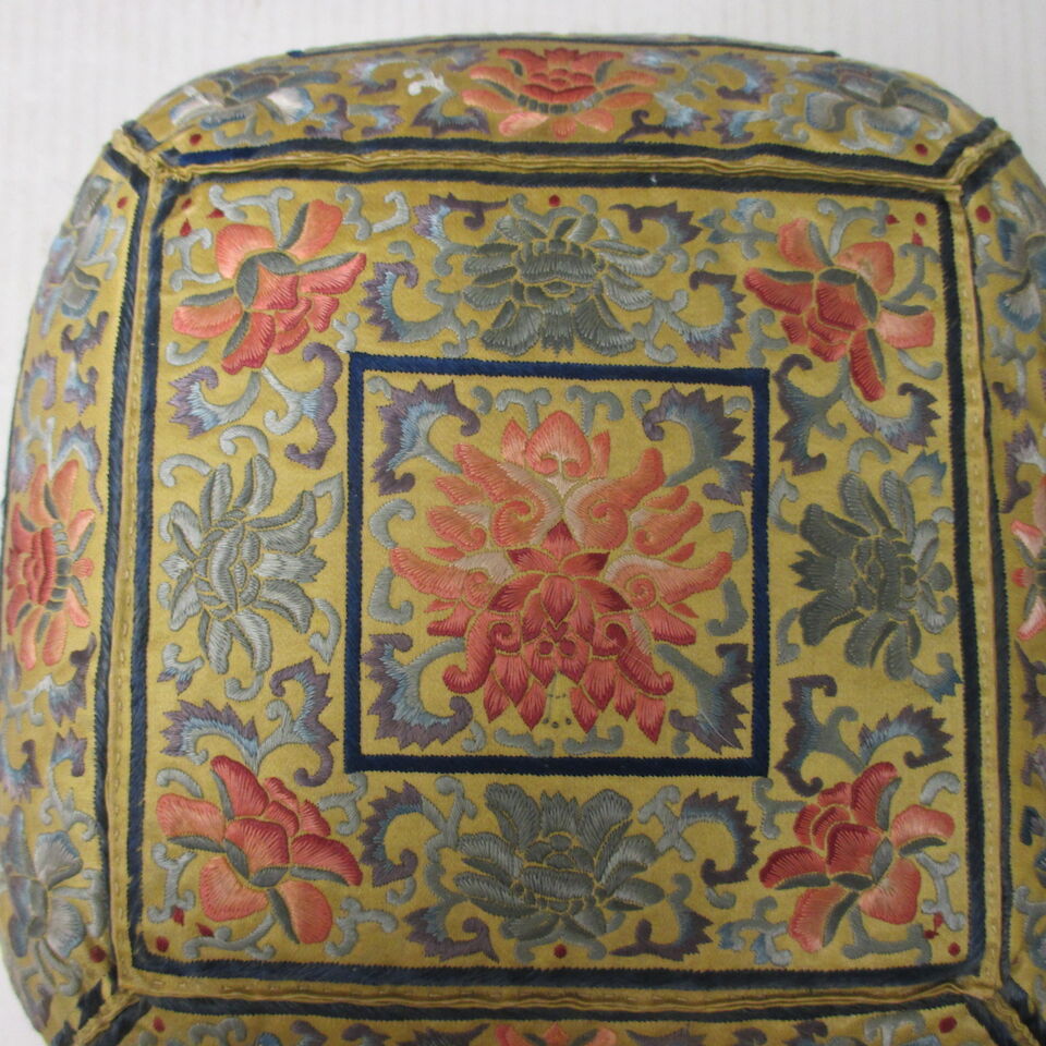 Bonhams A pair of embroidered yellow silk pillows Late Qing dynasty
