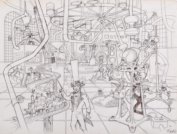 Bonhams : A Harper Goff production drawing of the Chocolate Factory ...